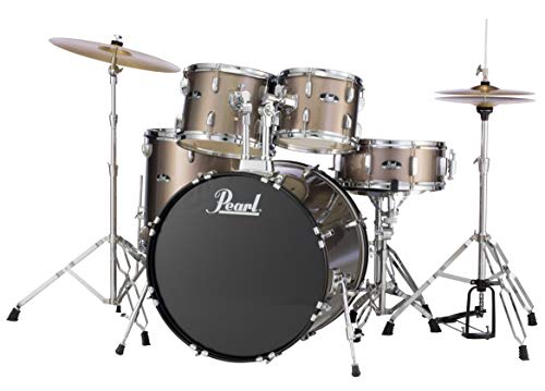 Pearl Roadshow Drum Set 4-Piece Complete Kit with Cymbals and Stands, Charcoal Metallic (RS584C/C706)