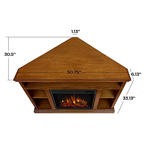 Churchill 51" Corner Electric Fireplace TV Stand in Oak by Real Flame