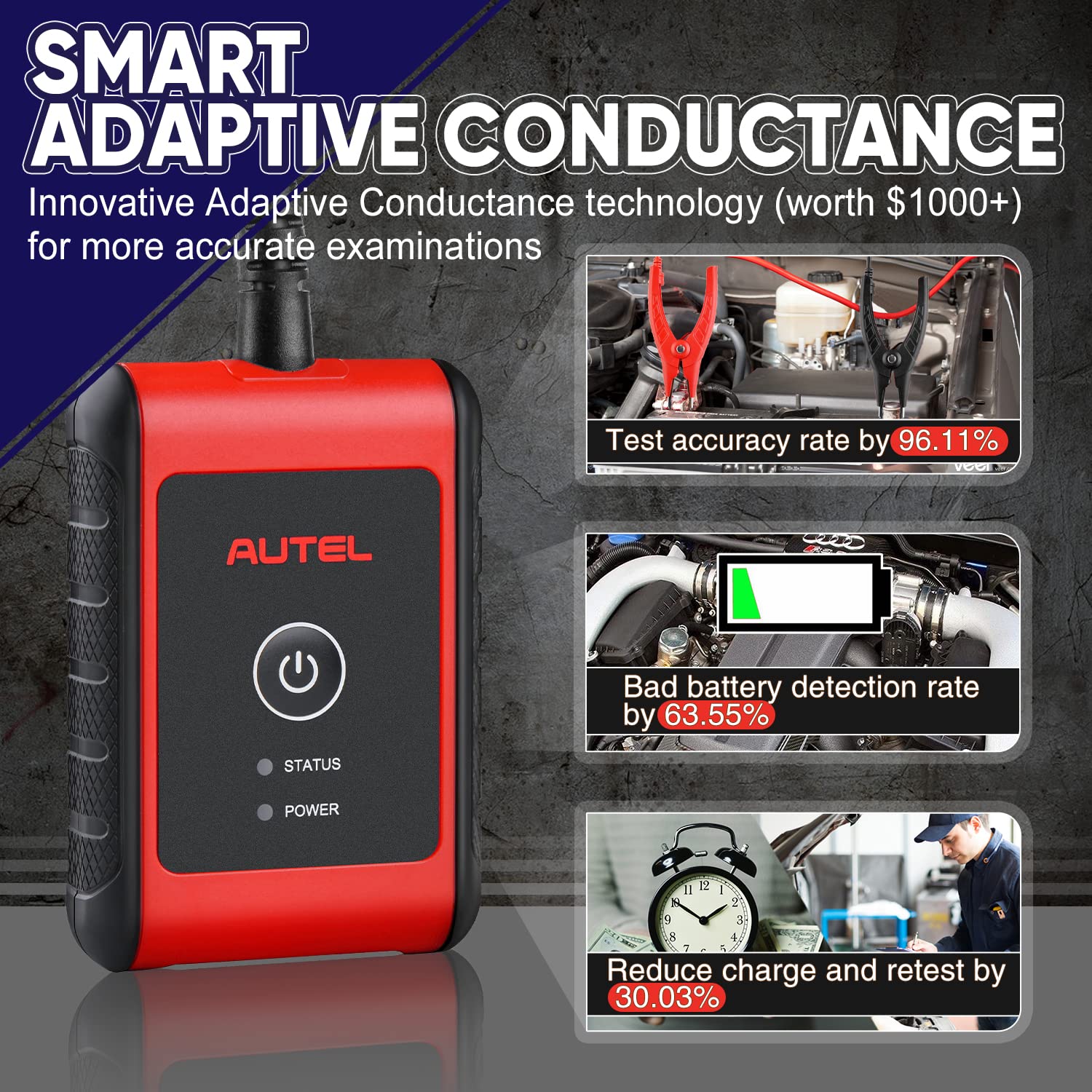 Autel Battery Tester MaxiBAS BT508, 6V 12V 100 - 2000 CCA Load Tester, Auto Battery Analyzer Charging Cranking System, Adaptive Conductance (Worth $1000), All System Diagnostic Tool, Upgraded of BT506