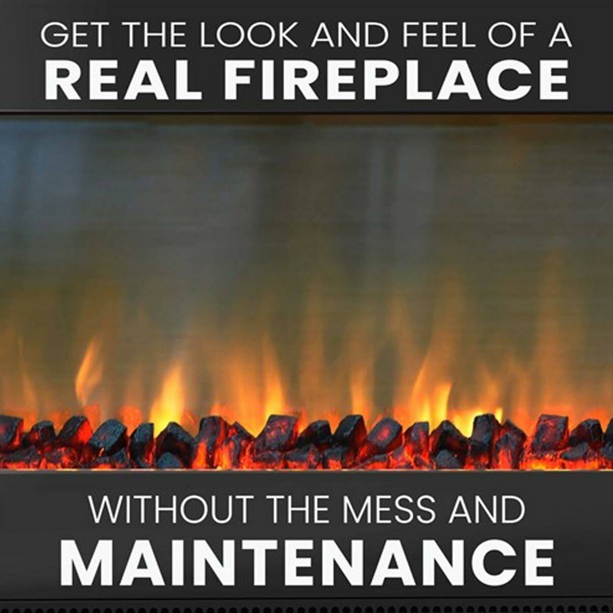 Cambridge Metropolitan Wall-Mount Electric Fireplace with Burning Log Display, White