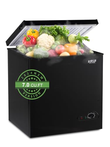 Chest Freezer Krib Bling Adjustable Thermostat Compact Freezers with Removable Storage Basket for House Kitchen Garage Basement