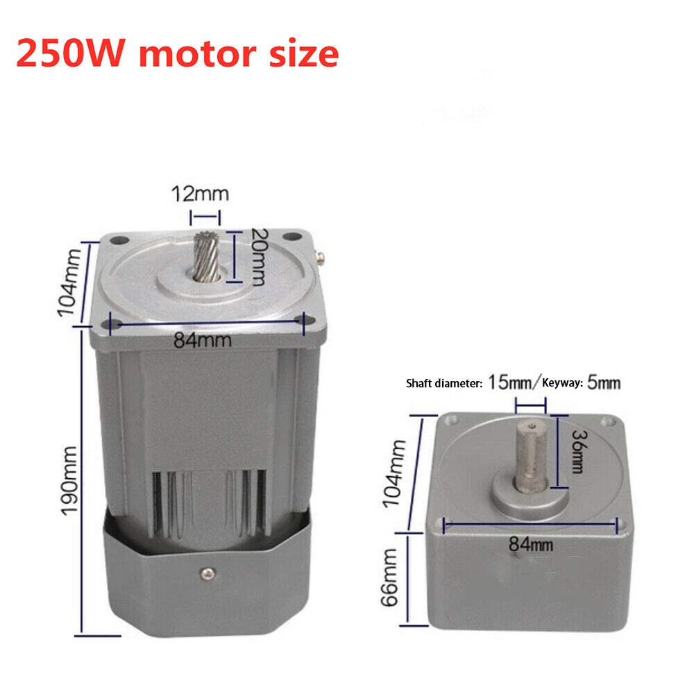 AC High Torque Motor,250W Electric Single-Phase Motor Reversible Motor with Variable Speed Adjustable Controller Governor Geared Motor 110V