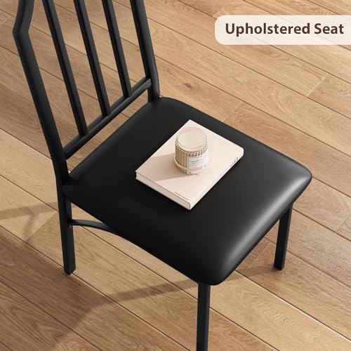 GAOMON Dining Table Set for 2, Kitchen Table and Chairs with Chamfer Design, 3 Piece Dining Room Set with Cushion Seats for Small Spaces, Home Kitchen, Apartment - Rustic Brown