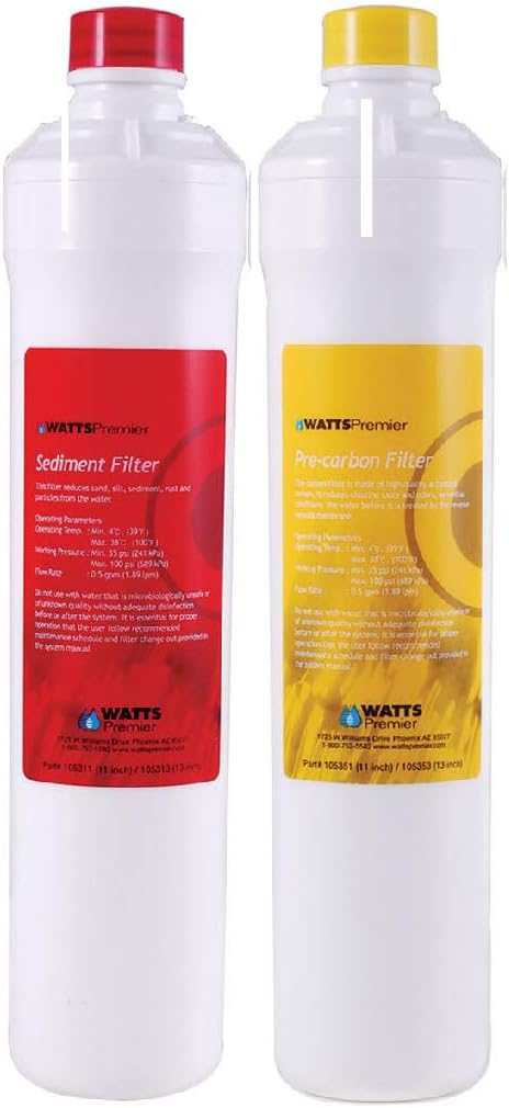 Watts Premier RO Pure Reverse Osmosis Water Filtration System Replacement Filter Kit (4 Pack) | Watts Premier RO Pure Plus Reverse Osmosis Water Filter Replacement Kit (2 Count)