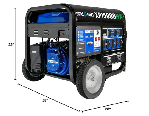 DuroMax XP13000HXT 13,000-Watt 500cc Tri Fuel Gas Propane Natural Gas Portable Generator with CO Alert, Black/Blue