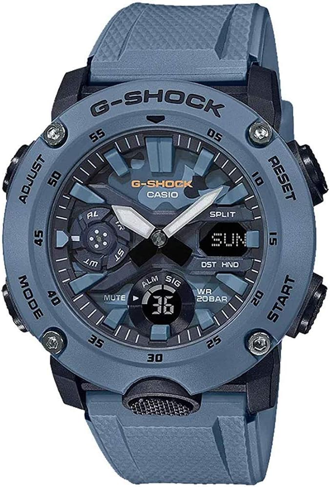 Casio Men's G-Shock Analog-Digital Carbon-Resin Blue Camoflauge Dial Watch GA2000SU-2A