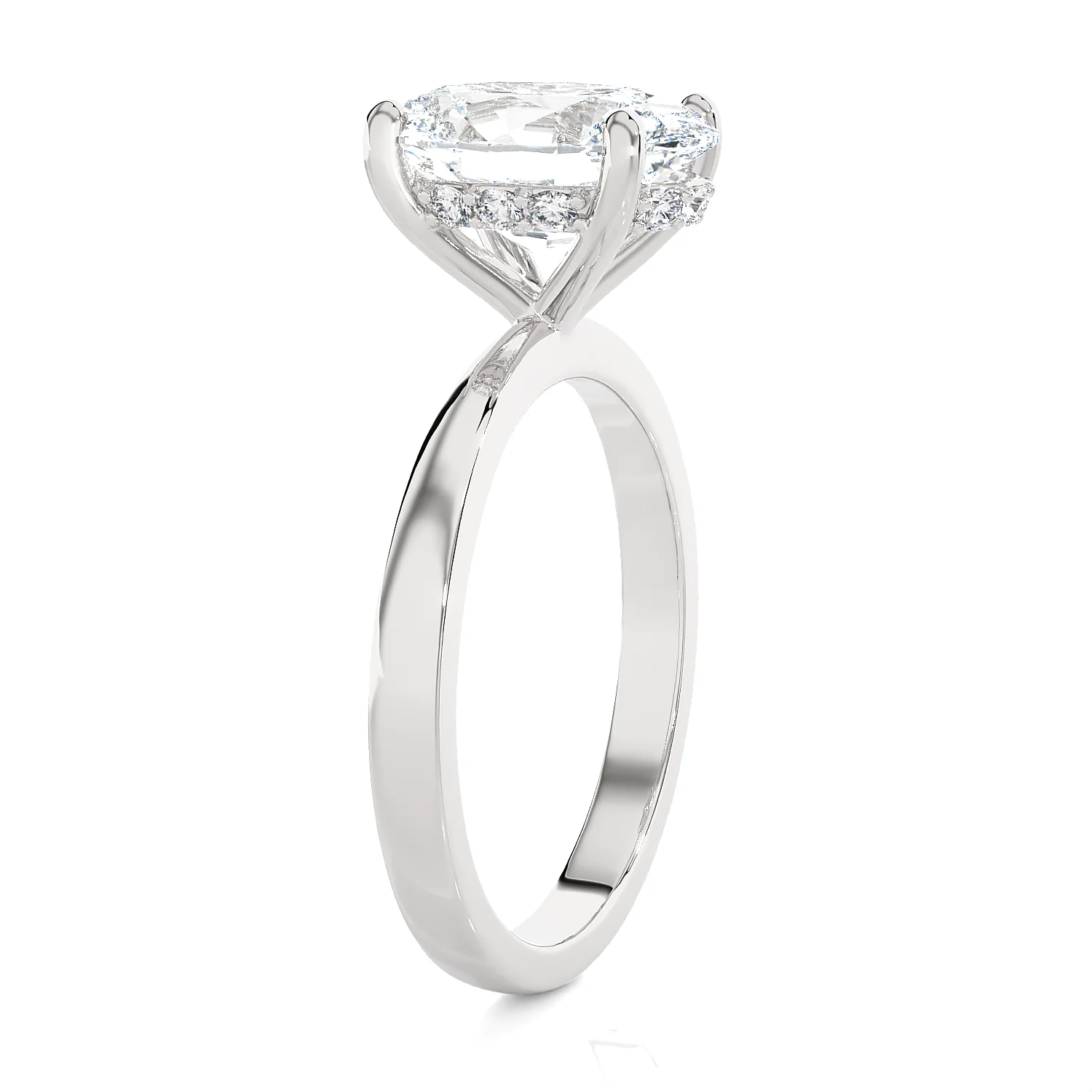 Pompeii3 Certified 3.10Ct Oval Diamond Side Halo Engagement Ring in 14k Gold