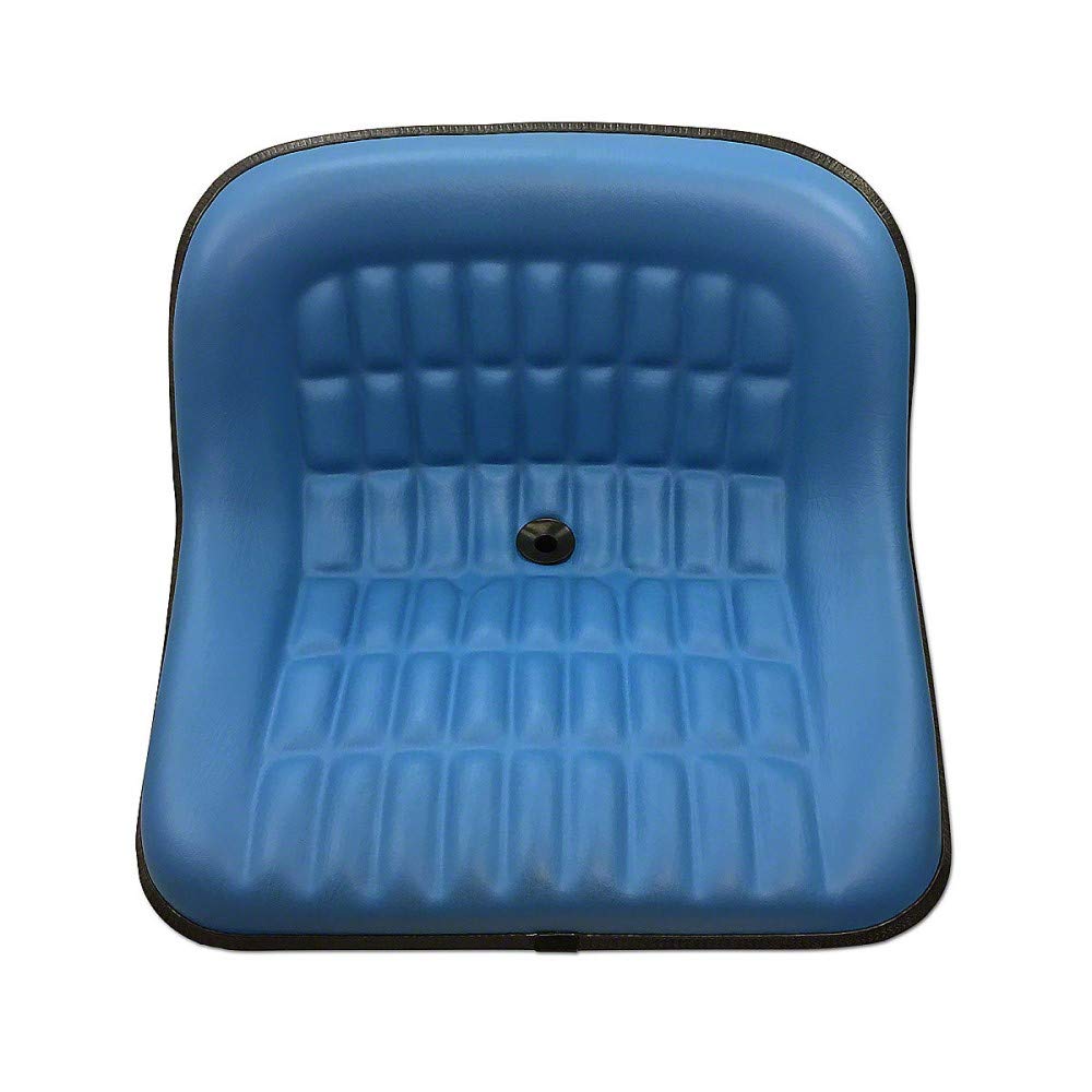 Blue Vinyl 19" Pan Steel Seat w/ 7" x 2" Back Fits Several Fits Ford Fits New Holland Tractors - CS668-8V