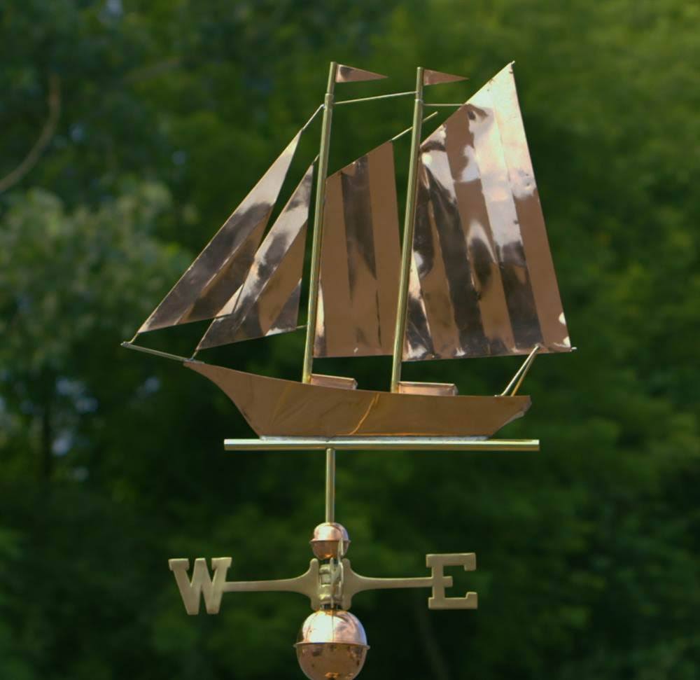 Good Directions - Schooner Polished Copper Weathervane