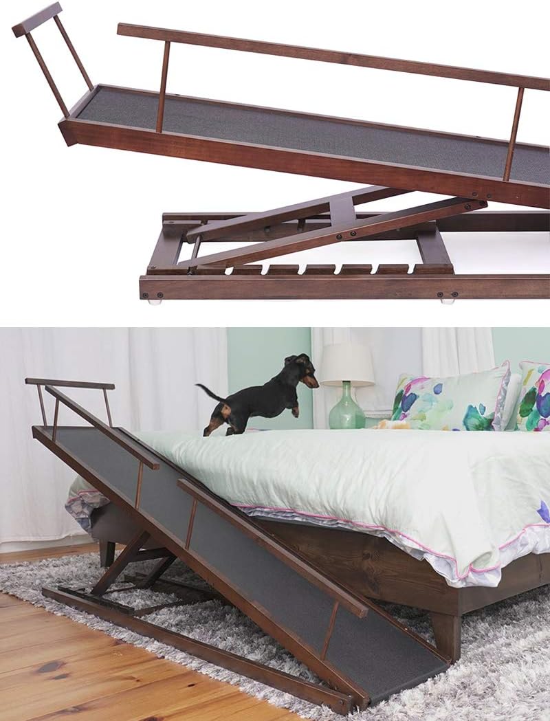 DoggoRamps - Bed Ramp for Small Dogs, Adjustable for All Beds up to 37 - Solid Hardwood, Made in North America