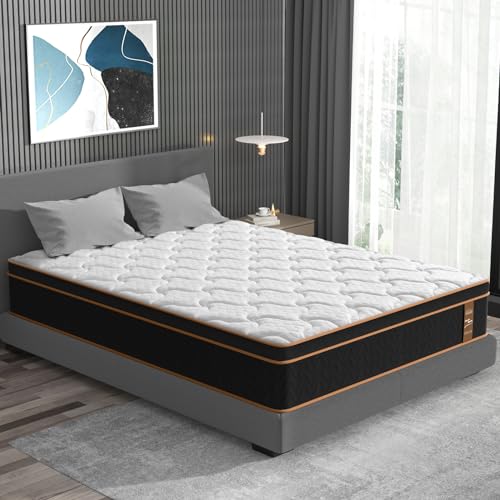 BedStory Queen Mattress, 12 Inch Hybrid Innerspring Mattress with Gel Memory Foam Individual Pocket Spring Fiberglass-Free Luxury Mattress in a Box Medium Firm CertiPUR-US Certified 60 x 80 Inch