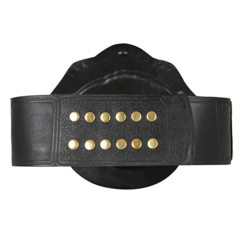 TRUE SAGA - Big Gold Wrestling Title Belt Class One Replica - Adult Waist Size Up to 46" - 2mm Metal Leather Strap
