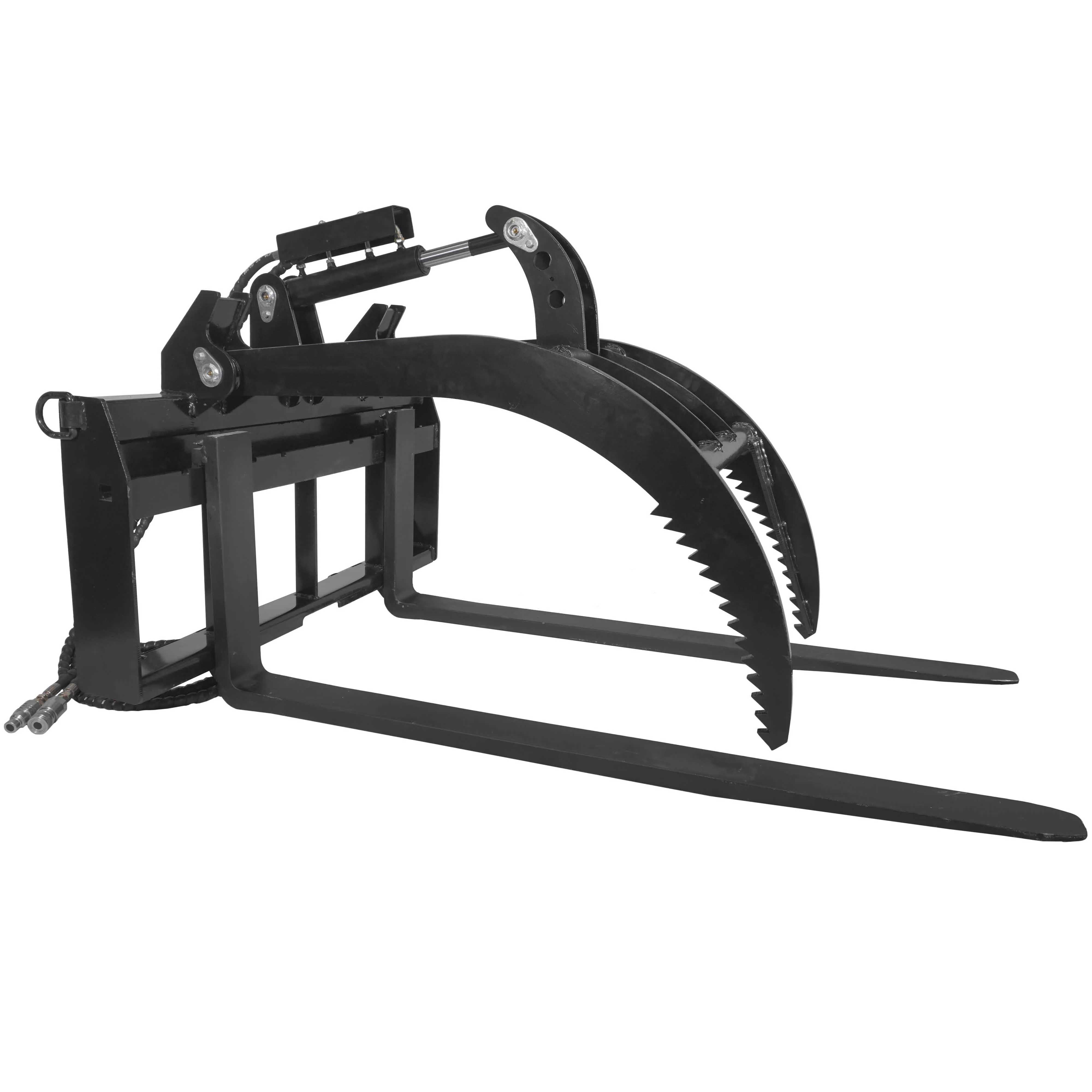 Titan Attachments Hydraulic Skid Steer Pallet Fork Grapple Attachment V2 with 60in Fork Blades, 1/2in Thick Steel Frame, Quick Tach Mounting System