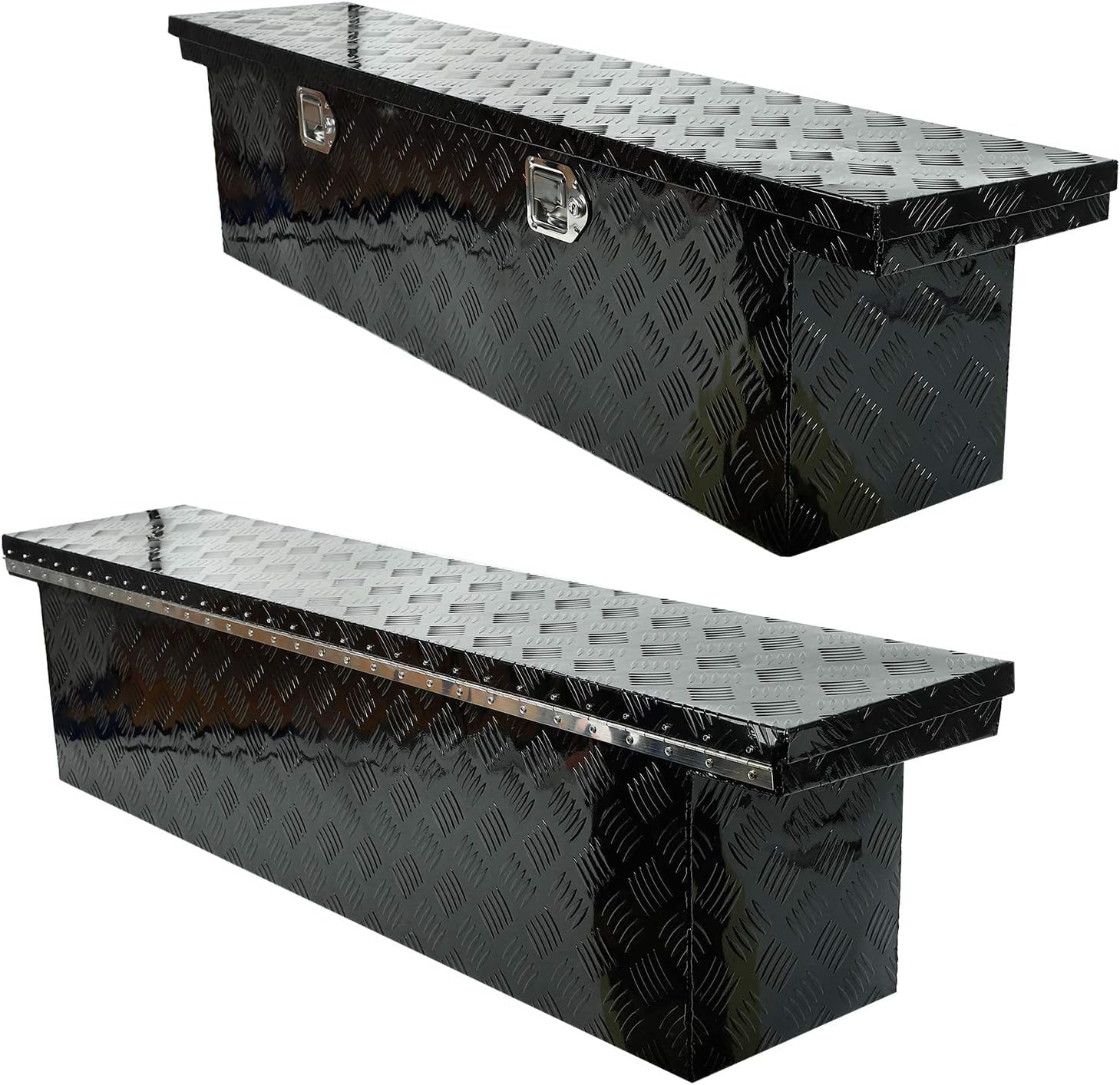 LucaSng 60X12X14 Black Aluminum Heavy Duty Pick Up Truck Truck Bed Tool Box Trailer Storage Tool Box w/Lock & Keys