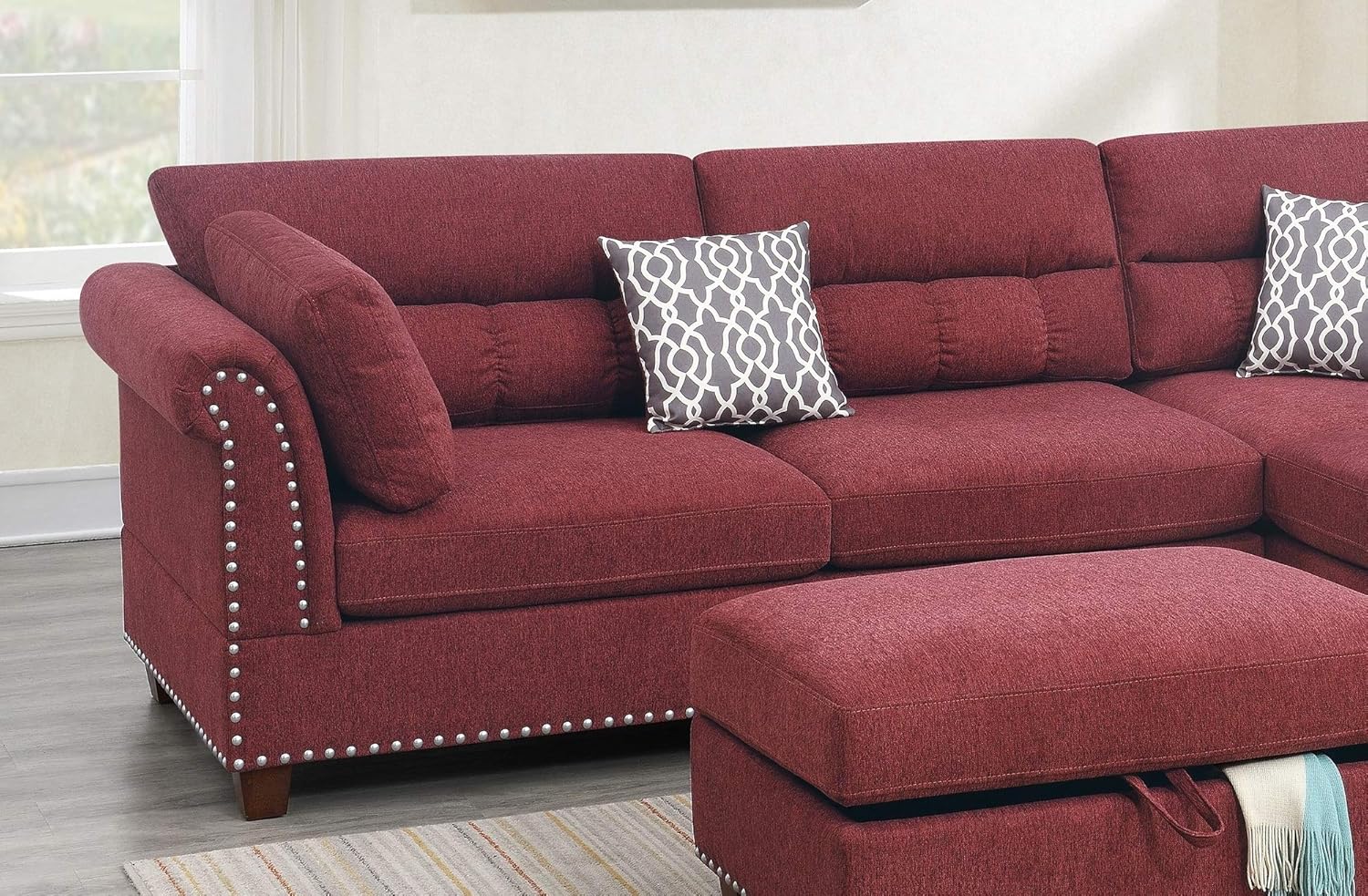 Sectional sofa Red Velvet #F6419