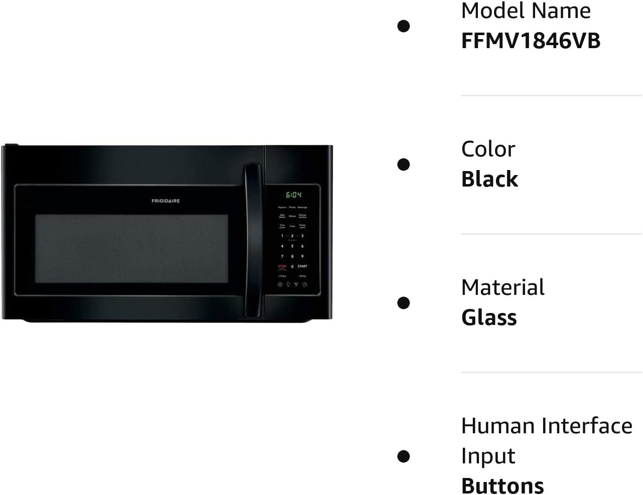 Frigidaire FFMV1846VB 30" Black Over the Range Microwave with 1.8 cu. ft. Capacity, in Black