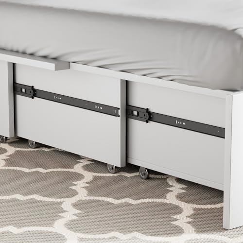MUZZ Murphy Bed Queen with Foldable Mattress,Modern Cabinet Bed with Storage Drawer & USB Charging Station, Solid Wood Cube Cabinet Bed for Bedroom,Guest Room(Grey)