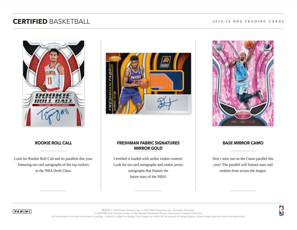2019-20 Panini Certified Basketball Hobby Box