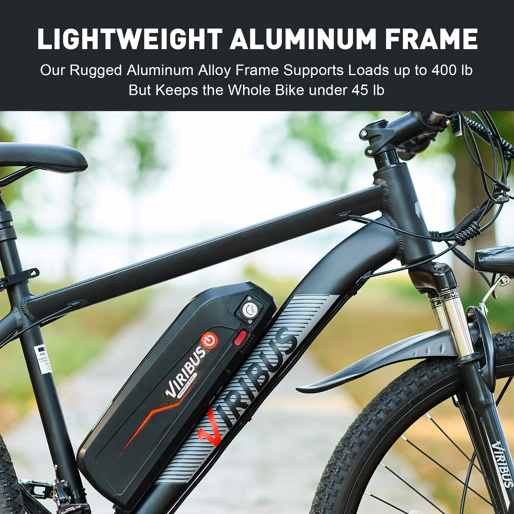 Viribus Electric Mountain Bicycle 26" 350W Adult Electric Bike 48V Lithium Battery Black