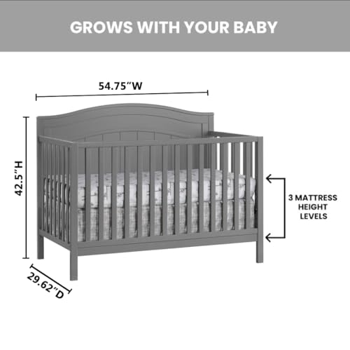 Oxford Baby North Bay 4-in-1 Convertible Crib, Snow White, GreenGuard Gold Certified