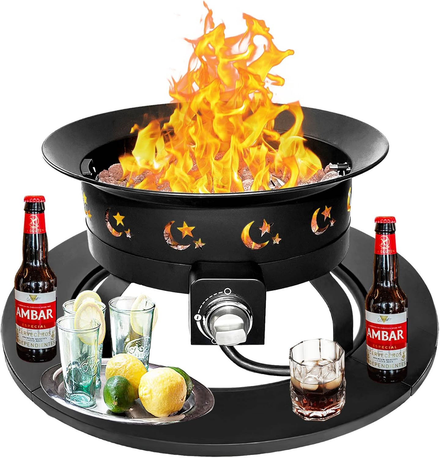 FOOPIT Portable Propane Fire Pit Camping Small Smokeless Gas Firepit Outdoor Fireplace Round Steel Bonfire Pits for Outside