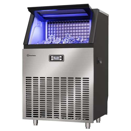 Real Relax Commercial Ice Maker Machine, 400 lbs /24 h, 330 lbs Storage Bin, Industrial Ice Machine, Stainless Steel, Automatic Cleaning, Perfect for Bar/Cafe/Restaurant, with Ice Shovels