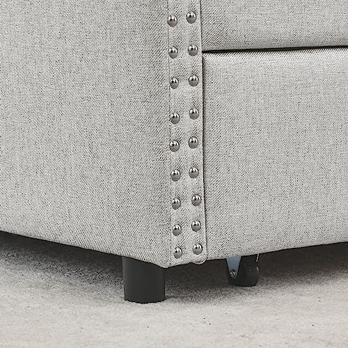Upholstered Daybed with Drawers, Modern Fabric Queen Size Button Tufted Daybed Frame Sofa Bed, No Box Spring Needed, Space Saving, Beige