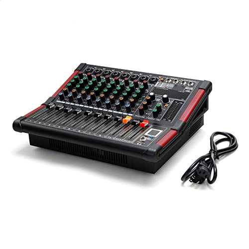 8 Channel Powered Mixer Professional Mixing Amplifier 16DSP TRS USB Bluetooth Home Recording