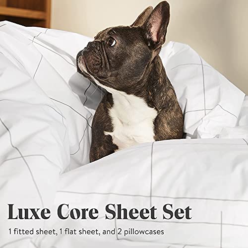 Brooklinen Luxury Sateen 4 Piece Sheet Set - 100% Cotton, Queen Size in Cream - 1 Fitted Sheet, 1 Flat Sheet, 2 Pillowcases | Best Luxury Sheets
