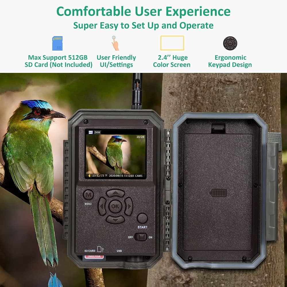 GardePro E8 Trail Camera Wi-Fi 32MP 1296P Fast 0.1s Trigger Speed Motion Activated 100ft Night Vision IP66 Waterproof