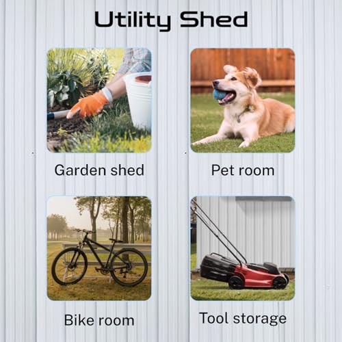 10' x 8' Large Outdoor Storage Shed, Sturdy Metal Building w/Windows & Lockable Doors for Garden, Backyard, Poolside and Lawn, Grey
