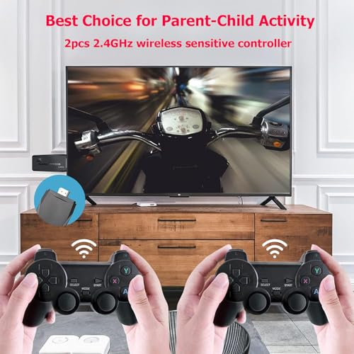 Wireless Retro Game Console, Nostalgia Stick Game Handheld Game Console with 20,000+ Games Built in and 9 Emulators Plug and Play Video Games for Tv
