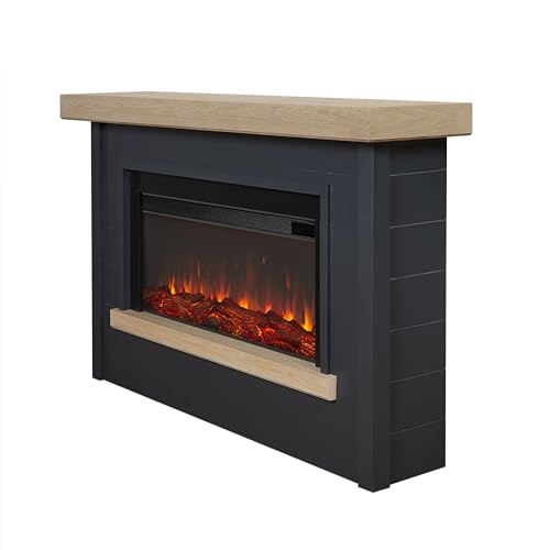 Real Flame Bernice 67" Landscape Electric Fireplace with Mantel for Living Room or Bedroom, Replaceable Fireplace Insert Heater, Realistic Log and Flame Effect, Remote Control, White