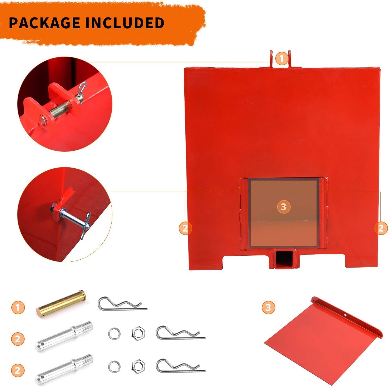 YINTATECH Ballast Box 3 Point Category 1 Tractor and Loader Hitches Attachment