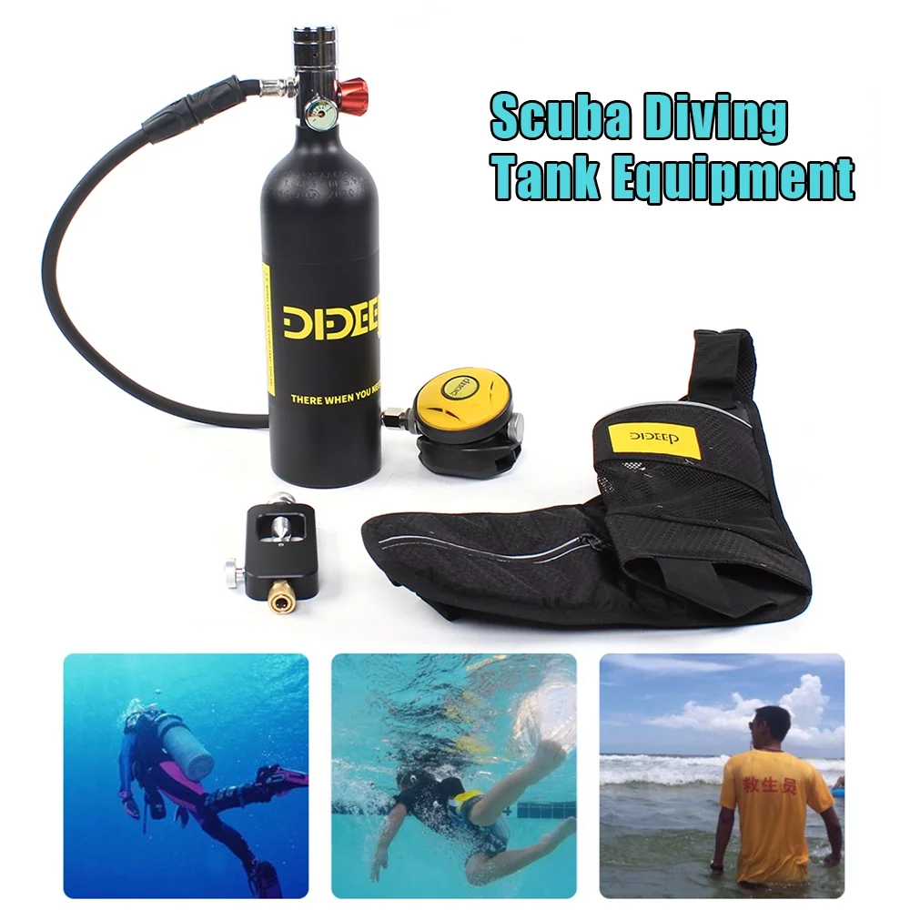 Miumaeov 1L Mini Diving Equipment Kit Underwater Breath Oxygen Tank Pump High Pressure Air Pump Refill Adapter for Underwater Diving Breathe Training