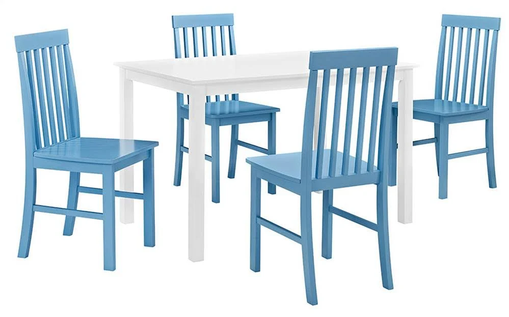 Walker Edison 5-Piece Greyson Dining Set-White/Powder Blue