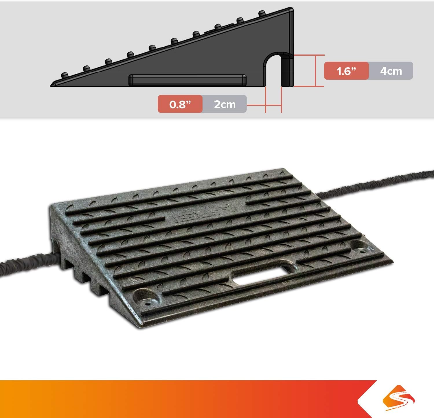 4 Inch Driveway Curb Ramp Pack of 2, Heavy Duty Rubber Ramps Perfect for Sidewalk, Low Cars, Curb Ramps for Motorhome, Truck, Shed Ramps, Pets & Wheelchair Threshold Ramp