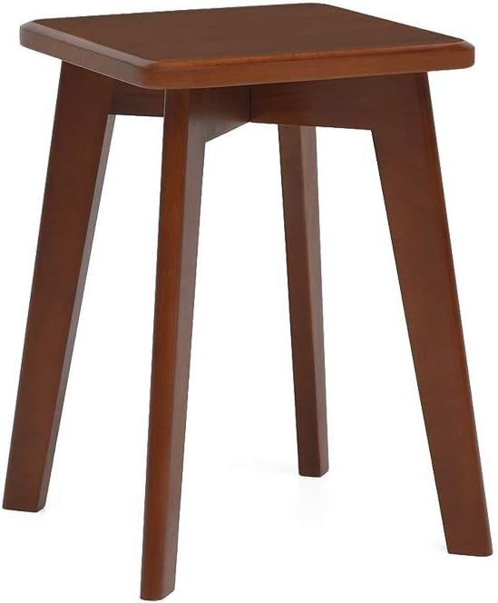 Footrest Stool/Foot Rest Simple Modern Living Room Dining Room Stool Fashion Makeup Stool, Solid Wood Square Stool, Two Colors Optional Footstool Step Stool (Color : Brown) (Linen)