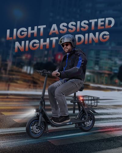 Gyroor Electric Scooter for Adults with Seat, 20/25 Miles Range 450W Motor up to 15.5/18.6 MPH Speed LCD Display, Electric Scooter with Basket