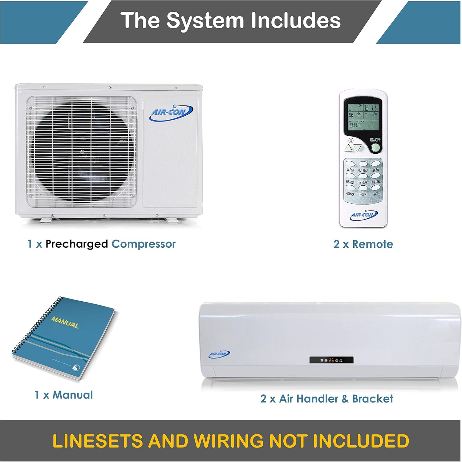 2 Zone Mini Split - 18000 + 18000 Ductless Air Conditioner - Pre-Charged Dual Zone Mini Split - Premium Quality - USA Parts & Awesome Support