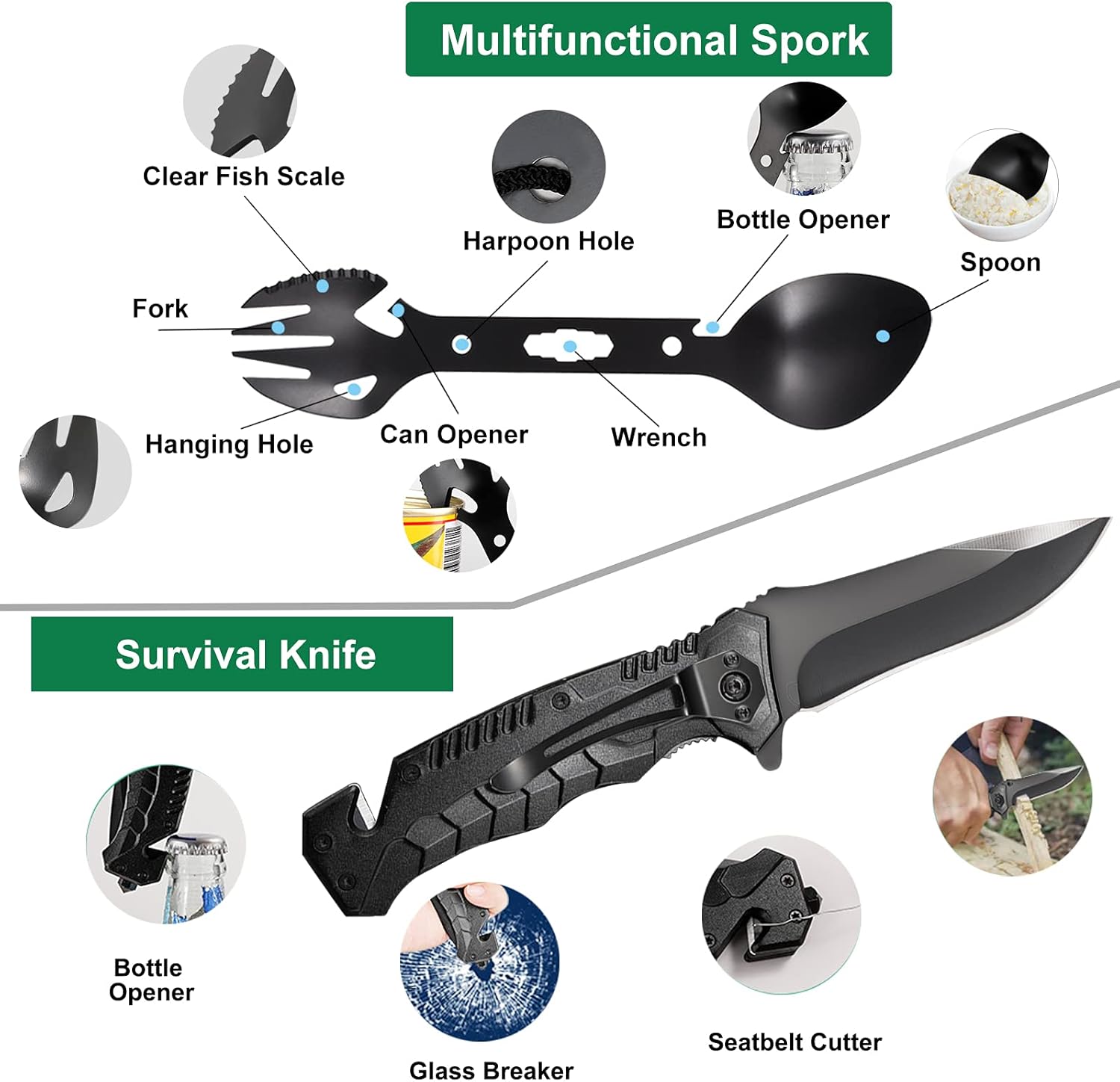 Gifts for Men Dad Husband, Survival Gear and Equipment Kit 30 in 1, Cool Gadget Tactical First Aid Supplies Tool Kit for Outdoor Emergency Camping Hiking Fishing Hunting