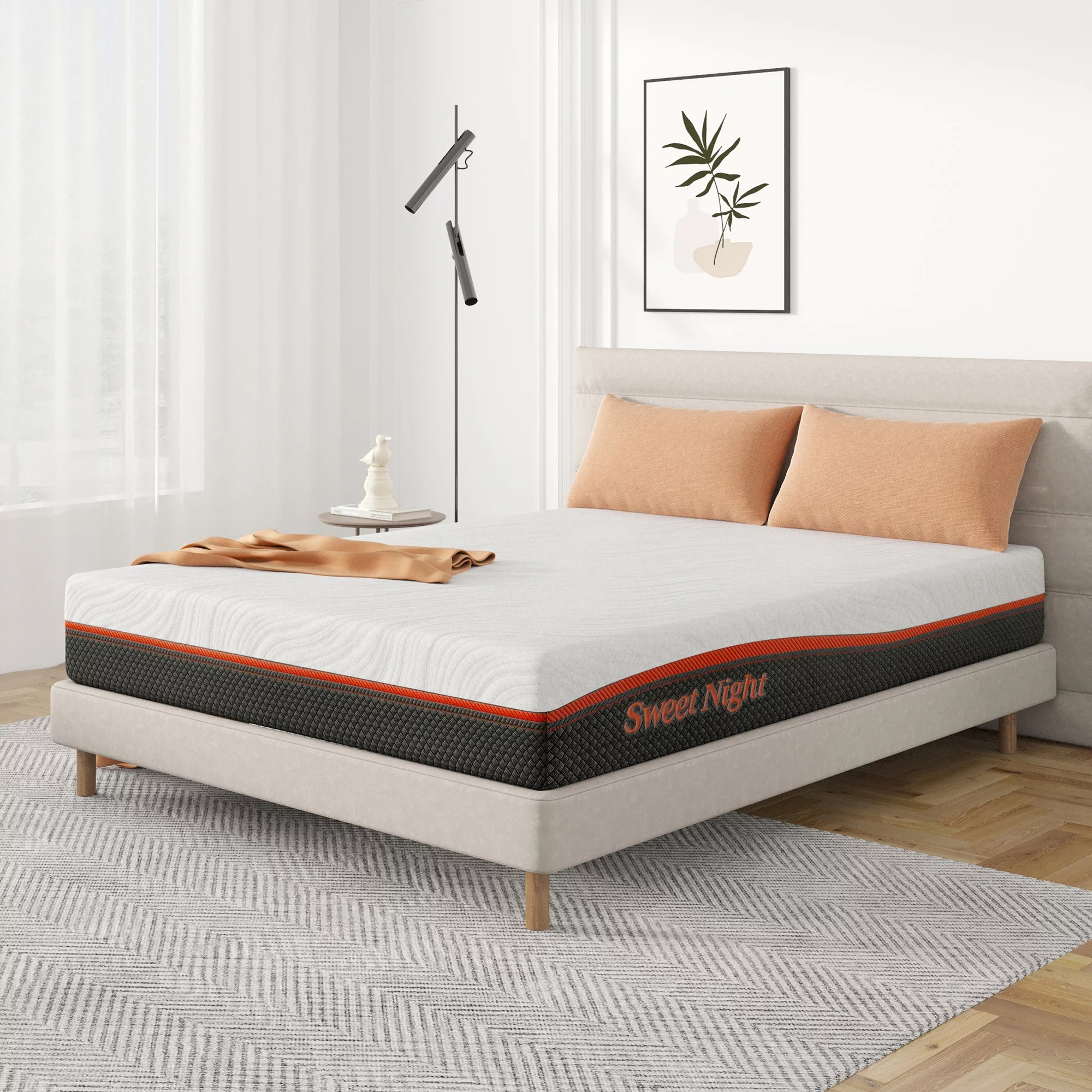 Sweetnight Dreamy 12" Adult Gel Memory Foam Pocket Spring Hybrid Mattress, Queen Size