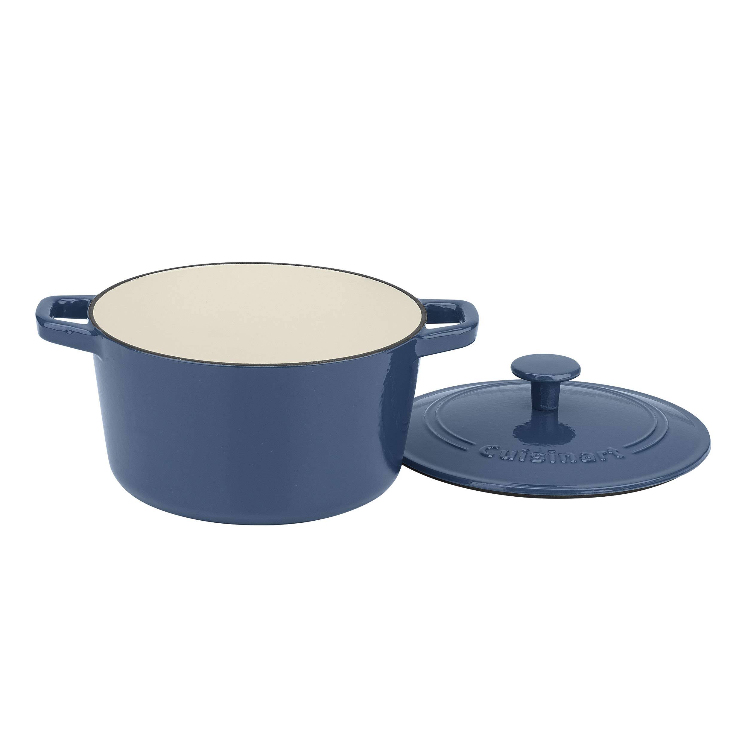 Cuisinart 3 Quart Cast Iron Round Covered Casserole - Blue