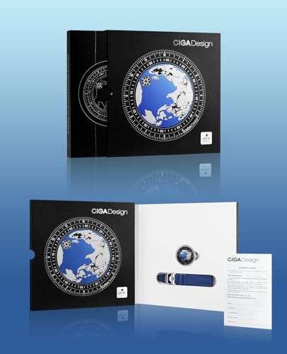 CIGA Design Mechanical Automatic Watch Blue Planet U Series Stainless Steel/Titanium/Ceramics Case Sapphire Crystal Fluororubber/Ceramics Strap Watches Gifts for Men and Women