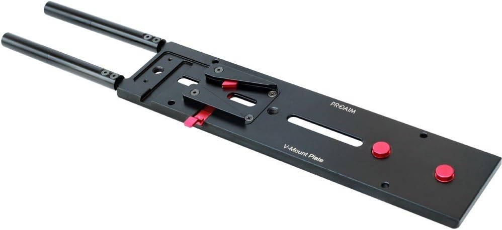 PROAIM V-Mount Camera Plate for All V-Mount Cameras | Most Secure Aluminum Plate with 100mm & 150mm Rods for mounting Mattebox, Follow Focus & Other Accessories | Tripod Compatible (VP-248-00)