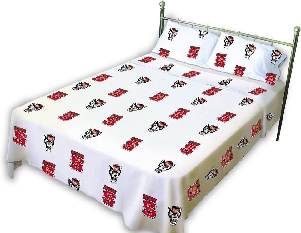 College Covers NCAA North Carolina State Sheet Set; Queen, White