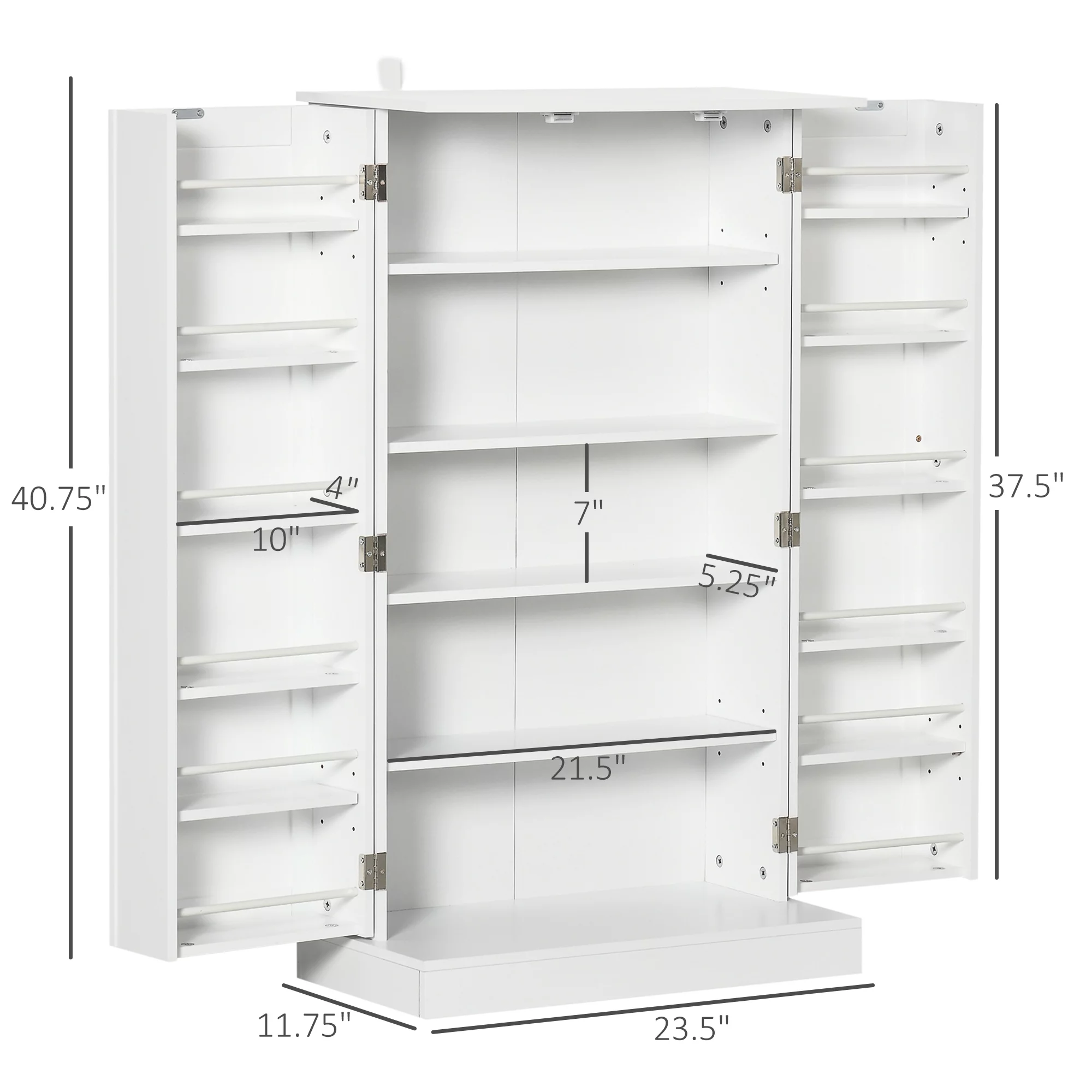 HOMCOM 41" Farmhouse Kitchen Pantry, Freestanding 2 Door Storage Cabinet with Adjustable Shelves for Living Room and Dinning Room,White