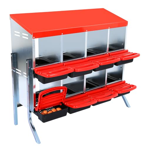 Chicken Nesting Box, 10 Hole 2 Layer Hen Nest Box with Legs, Roll Away Eggs Laying Boxes,Cleanable Pull Out Hen Roosting Boxes