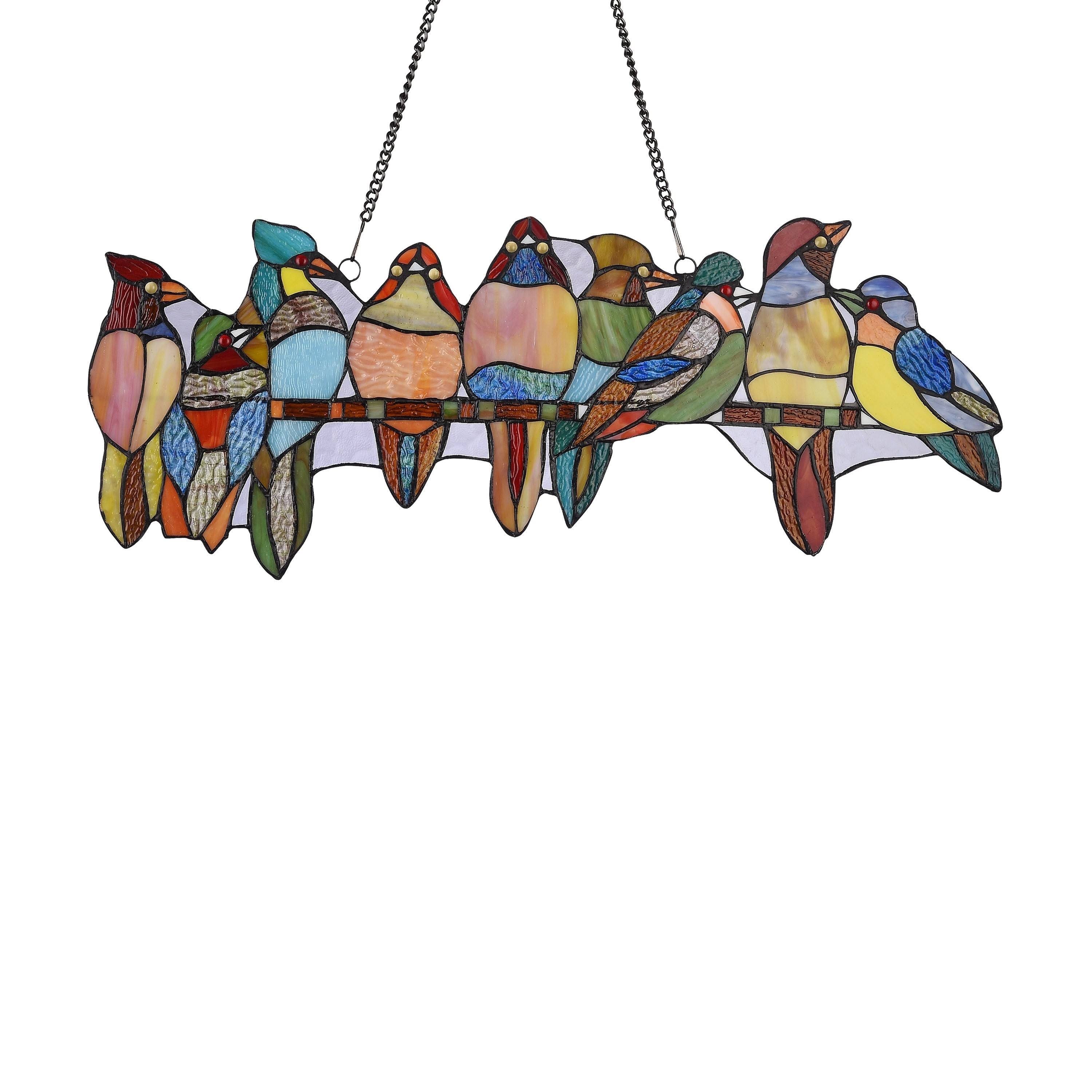 Gracewood Hollow Deffalah 141-Piece Stained Glass Birds Window Suncatcher