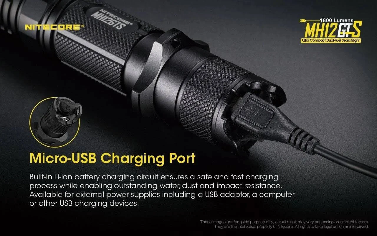 Nitecore MH12GTS 1800 Lumen USB Rechargeable Tactical Flashlight